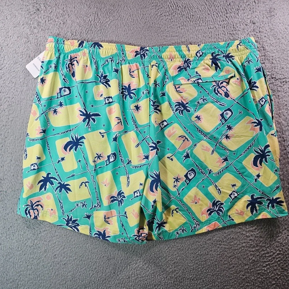 NWT Caribbean Swim Shorts Trunks Men's 3XB Lined Zip Pocket Palm Tree‎ Pineapple